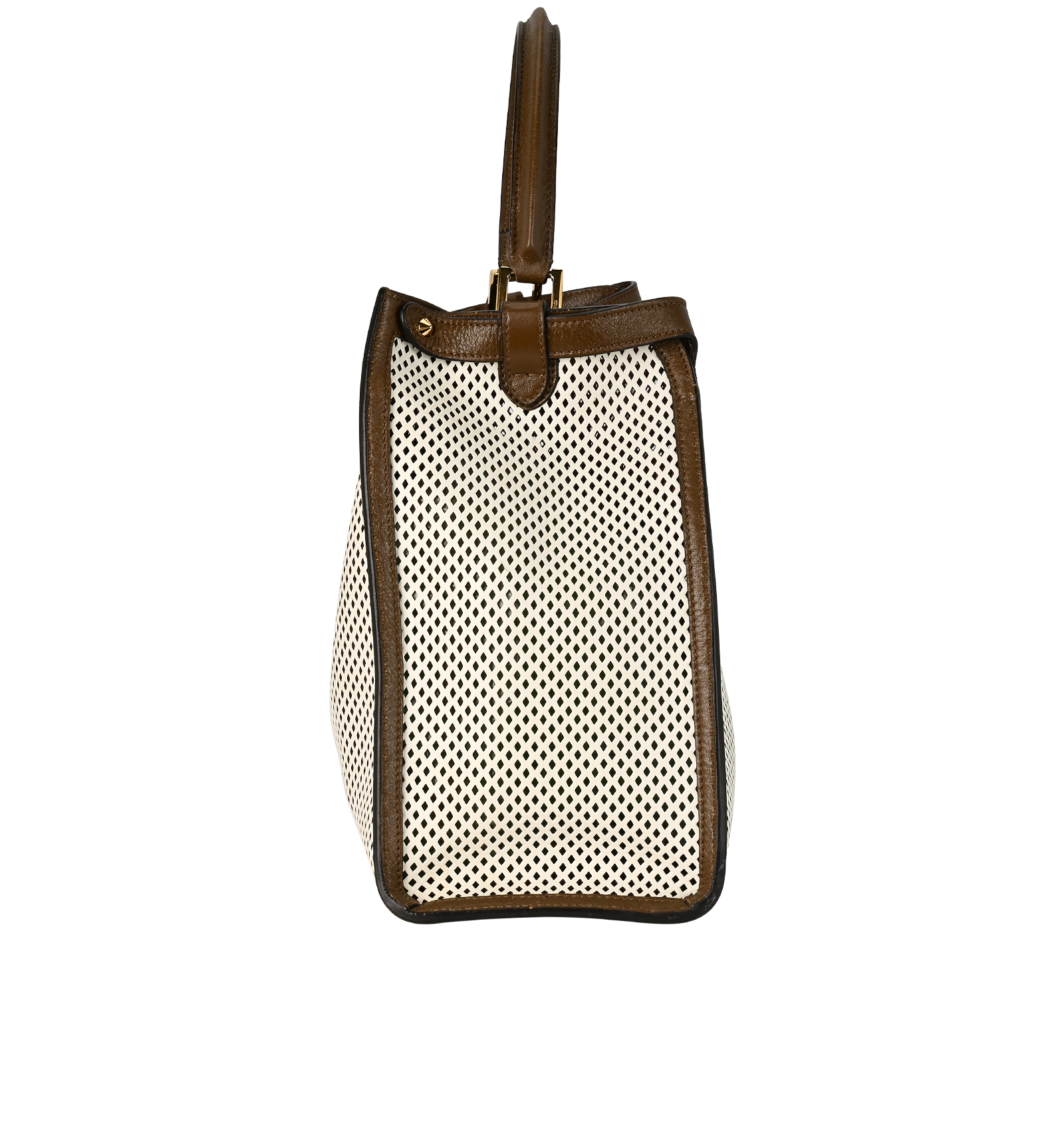 Peekaboo X-Lite bag, &pound;1,100, Handbags, Brown/White, Leather, Side view